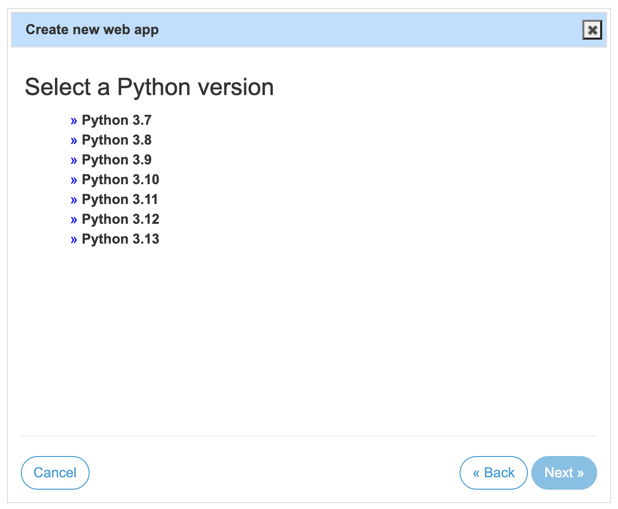 Choose a Python version
